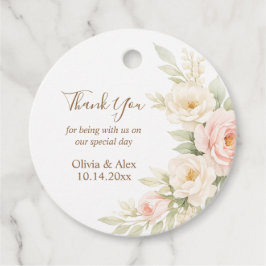 Romantic Floral Wedding Favor Tag Dusty Blush Peon Geschenkanhänger