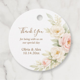 Romantic Floral Wedding Favor Tag Dusty Blush Peon Geschenkanhänger