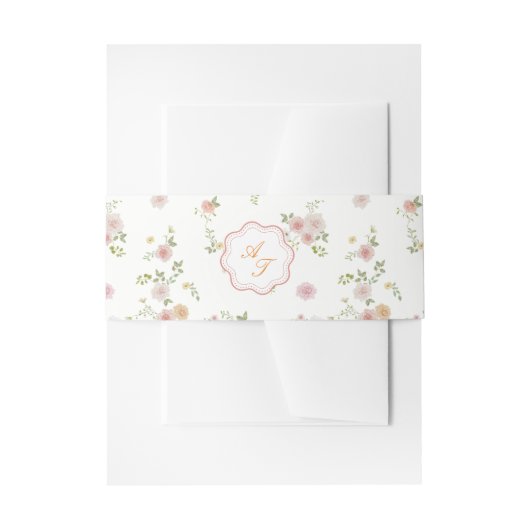Romantic Floral Wedding Invitation Belly Band (Vorderseite Beispiel)