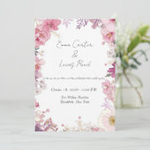Romantic Floral Wedding Invitation Card Einladung (Stehend Vorderseite)