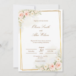 Romantic Floral Wedding Invitation Dusty Blush Peo Einladung