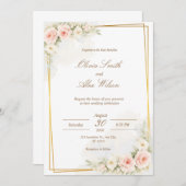 Romantic Floral Wedding Invitation Dusty Blush Peo Einladung (Vorne/Hinten)