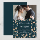 Romantic Floral Wedding Invitation Einladung (Vorne/Hinten)