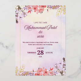Romantic Floral Wedding Invitation – Elegant Paste Folieneinladung
