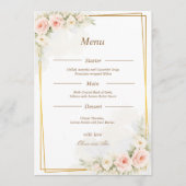 Romantic Floral Wedding Menu Dusty Blush Peony Menükarte (Vorderseite)