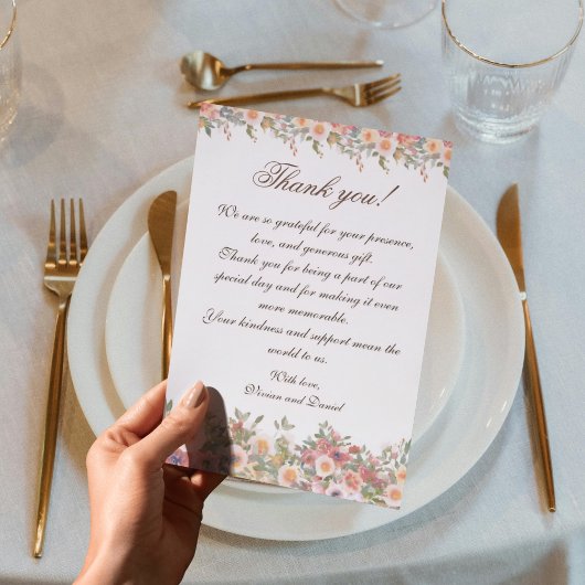 Romantic Floral Wedding Thank You Card Dankeskarte