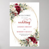 Romantic Floral Wedding Welcome Poster Personalize (Vorne)