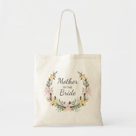 Romantic floral wreath monogram wedding favor tragetasche (Vorne)