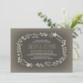 romantic floral wreath vintage engagement party einladung (Stehend Vorderseite)