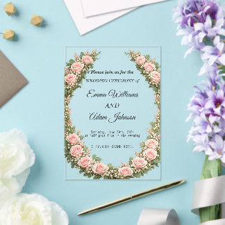 Romantic Floral Wreath Wedding Invitation Acryleinladungen