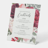 Romantic Florals Bridal Bouquet Ivory Bar Menu Sockelschild (Vorderseite)