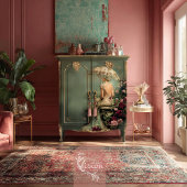 Romantic Florals Sage Green Lady & a Parasol Art Seidenpapier