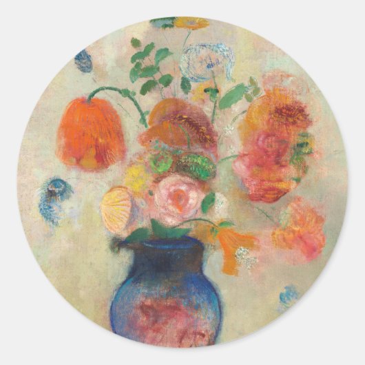 Romantic Flower Vase - Odilon Redon Runder Aufkleber (Vorderseite)