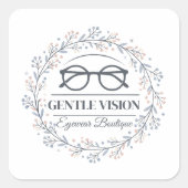 Romantic Flowers and Reading Glasses Artwork Quadratischer Aufkleber (Vorderseite)