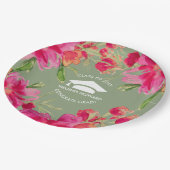 Romantic Flowers | Graduation Party Paper Plates Pappteller (Schrägansicht)