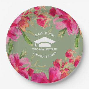 Romantic Flowers Graduation Party Paper Plates Pappteller