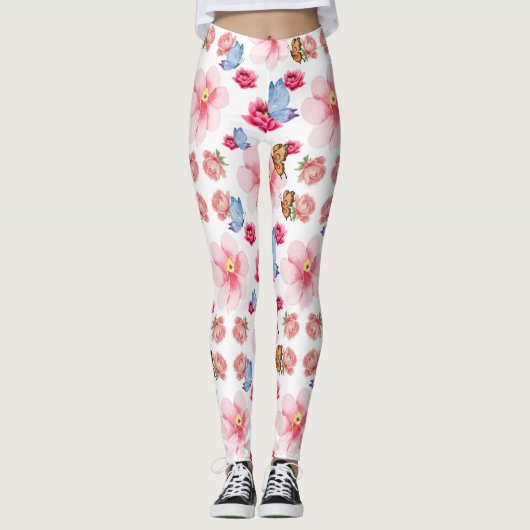 Romantic flowers in English cottage garden Leggings (Vorderseite)