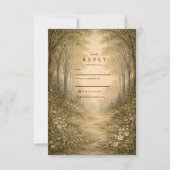 Romantic Forest Path Wedding RSVP Karte (Vorderseite)
