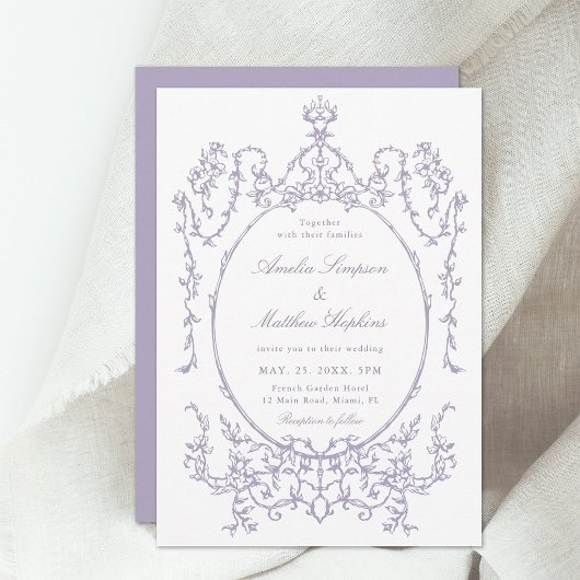 Romantic French Frame Lavender Wedding Einladung