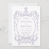 Romantic French Frame Lavender Wedding Photo Einladung (Vorderseite)