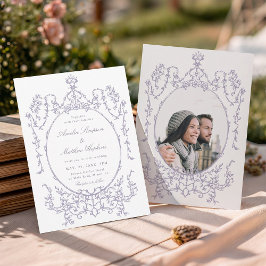 Romantic French Frame Lavender Wedding Photo Einladung