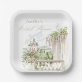Romantic French Garden Chateau Bridal Shower Pappteller (Vorderseite)