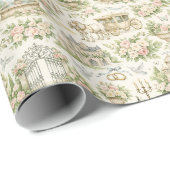 Romantic French Garden Wedding Watercolor Pattern Geschenkpapier (Rolleneckpunkt)