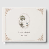 Romantic French Heron Oval Frame Wedding Gästebuch (Vorderseite)