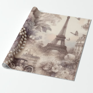 Romantic French Lavender, Eifel & Pearls Decoupage Geschenkpapier