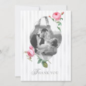 Romantic French Rose Botanical Photo Wedding Dankeskarte (Vorderseite)