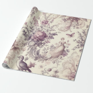 Romantic French Roses Birds Decoupage Geschenkpapier