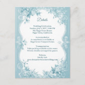 Romantic French Toile Blue Florals Wedding Details Begleitkarte (Vorderseite)