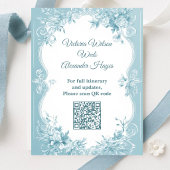 Romantic French Toile Blue Florals Wedding Details Begleitkarte