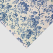 Romantic French toile de Jouy Powder Blue Floral Seidenpapier (Detail)