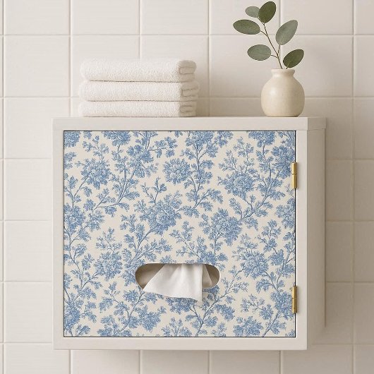  Romantic French toile de Jouy Powder Blue Floral  Seidenpapier