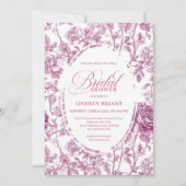 Romantic Fuchsia Pink Roses Pattern Bridal Shower  Einladung (Vorderseite)