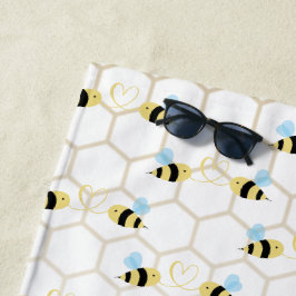 Romantic Funny Two Honeybees In Love Design Strandtuch