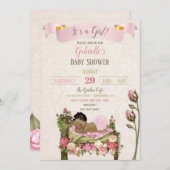 Romantic Garden Baby Dusche Pink Green Rose Einladung (Vorne/Hinten)