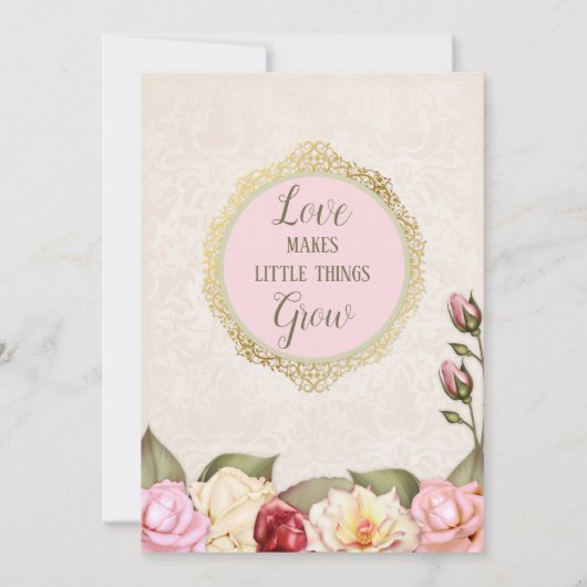 Romantic Garden Baby Dusche Pink Green Rose Einladung (Rückseite)