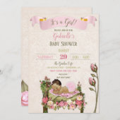 Romantic Garden Baby Dusche Pink Green Rose Einladung (Vorne/Hinten)