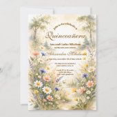 Romantic Garden Bloom Quinceañera Einladung (Vorderseite)