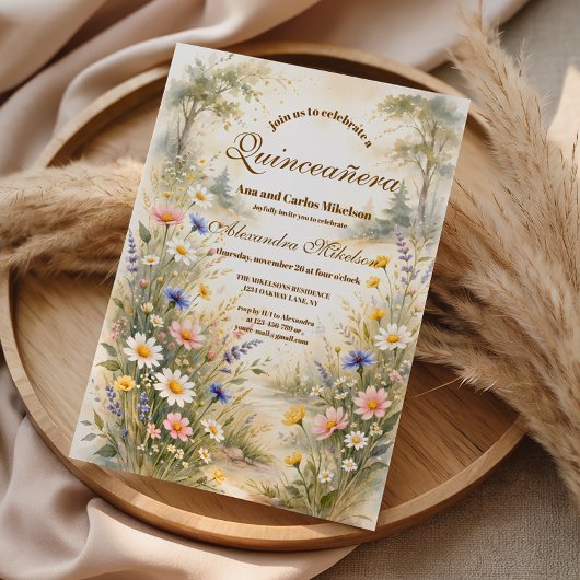Romantic Garden Bloom Quinceañera Einladung