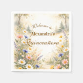 Romantic Garden Bloom Quinceañera Serviette (Vorderseite)