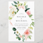 Romantic Garden Blume QR Code Hochzeit Einladung (Vorderseite)