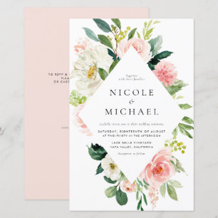 Romantic Garden Blume QR Code Hochzeit Einladung