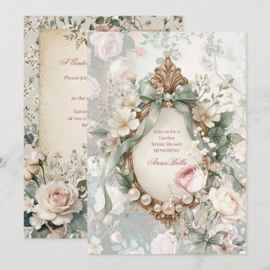 Romantic Garden Bridal Shower Invitation Einladung (Vorne/Hinten)
