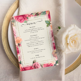 Romantic Garden Bright Floral Rose Hochzeitsmenü