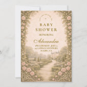 Romantic Garden Estate Path Baby Shower Einladung (Vorderseite)