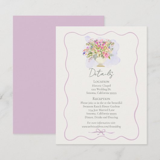 Romantic Garden Floral Wedding  Begleitkarte (Vorne/Hinten)