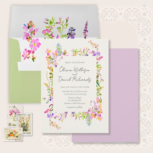 Romantic Garden Floral Wedding  Einladung